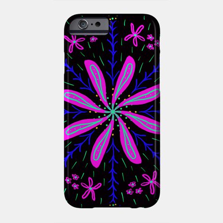 Pink Flower on Black - Flower - Phone Case | TeePublic
