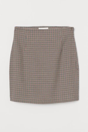 Short Skirt - Brown/houndstooth-patterned - Ladies | H&M US