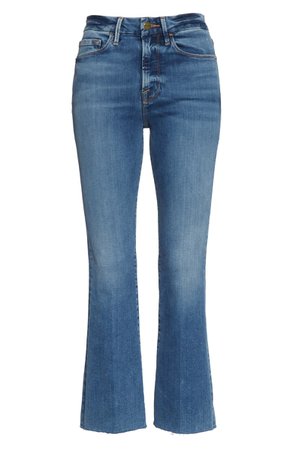 FRAME Le Crop High Waist Mini Boot Raw Edge Jeans (Flora) | Nordstrom