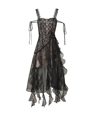 black lace ribbon dress