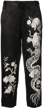 embroidered jacquard trousers