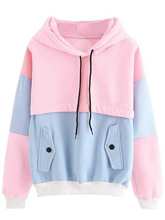 SweatyRocks Womens Long Sleeve Colorblock Pullover Sweatshirt Fleece Hoodie at Amazon Women’s Clothing store: