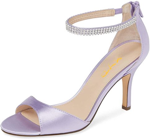 Amazon.com | XYD Women Open Toe Rhinestones Ankle Strap Thin High Heels Satin Evening Dress Sandals Size 12 Lavender | Shoes