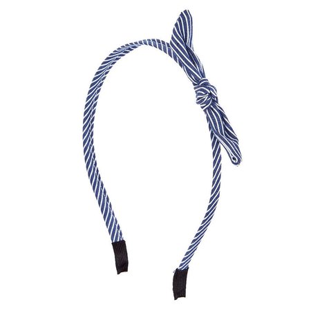 Blue & White Striped Knot Headband | Claire's US