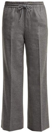 Straight Leg Cashmere Trousers - Womens - Light Grey