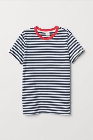 Striped T-shirt - Dark blue/red - Ladies | H&M CA