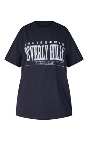 Black Beverly Hills Print T Shirt | PrettyLittleThing USA