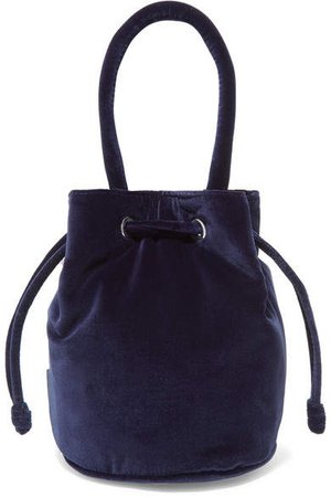 Jesmyn Velvet Bucket Bag - Midnight blue
