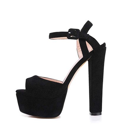 Amazon.com | Onlymaker Women's Platform Chunky High Heels Faux Suede Ankle Strap Peep Toe Sandal Pumps Dress Party Shoes | Platforms & Wedges