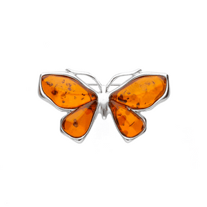 Amber & Silver Butterfly Brooch – WILDE JEWELLERY