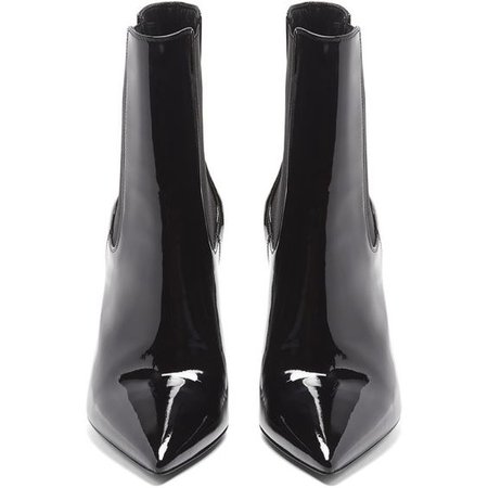 Saint Laurent Opyum logo-heel patent-leather ankle boots