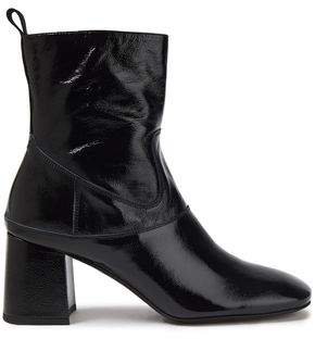 Crinkled Patent-leather Ankle Boots