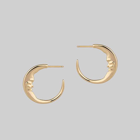 GOOD NIGHT. Man in the Moon Crescent Earrings - Gold – REGALROSE