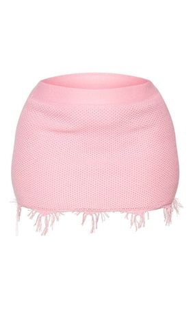 Plus Pink Raw Hem Knit Skirt | Plus Size | PrettyLittleThing USA