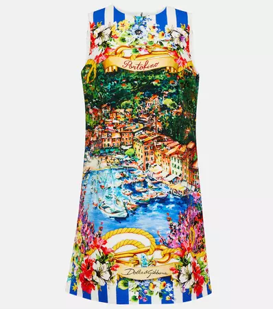 Portofino Printed Cotton Minidress in Multicoloured - Dolce Gabbana | Mytheresa