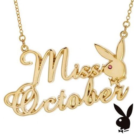 Playboy Necklace Pendant Chain Swarovski Crystal Gold Plated Bunny Miss October | eBay