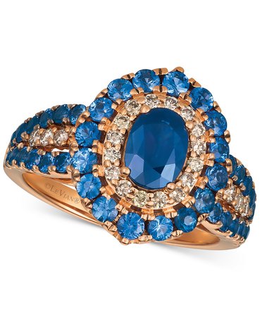 Le Vian Strawberry & Nude 14k Rose Gold Blueberry Sapphire & Diamond Ring
