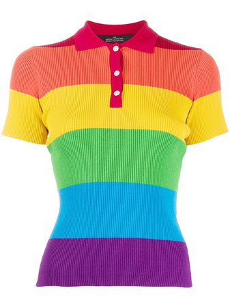 Rokh Rainbow Striped Polo Shirt - Farfetch