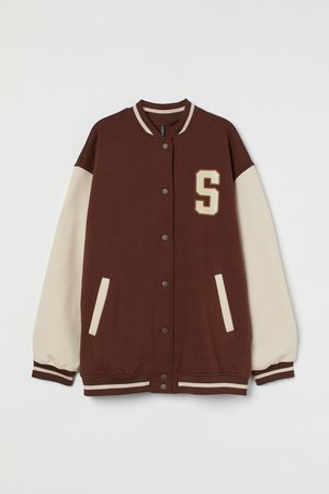 Color-block Baseball Jacket - Dark brown/white - Ladies | H&M CA