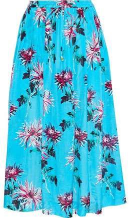 West Gathered Cotton And Silk-blend Midi Skirt