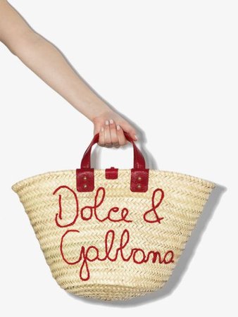 Dolce & Gabbana Kendra Logo-Embroidered Raffia Tote Bag BB5888AJ965 Neutral | Farfetch