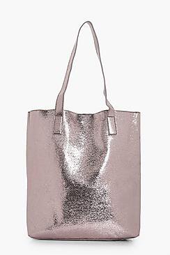 Amy Metallic Textured Shopper Bag