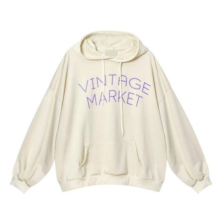 Vintage market letters loose hooded sweatshirt in 2018 | PNG/PNGS Overlays Clothes Items for Polyvore/Nichememes Sets | itGirl Shop itgirlclothing.com | Pinter…