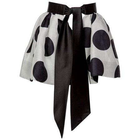James Purcell Black and Gray Silk Polka Dot Satin Belt Mini Skirt Overlay, 1980s For Sale at 1stdibs