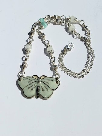 Dainty Moth Necklace / Porcelain Moth Jewelry / Ceramic Moth | Etsy