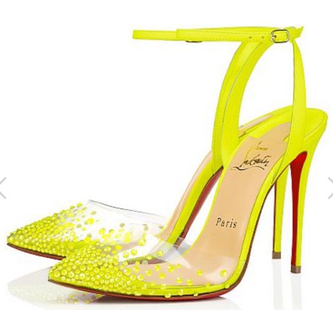 Neon Yellow Heeled Sandals w/Yellow Sparkle