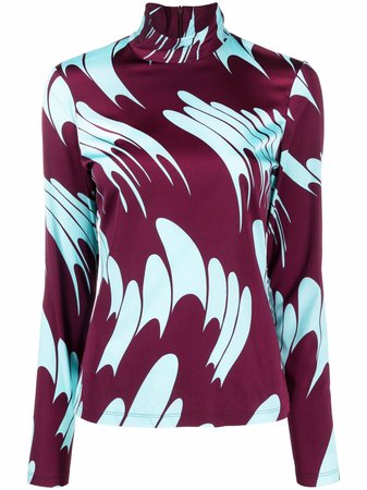 Shop Stella McCartney abstract-print turtleneck blouse with Express Delivery - FARFETCH