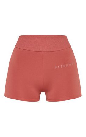 Plt Dark Rose Sport Ribbed Waist Shorts | PrettyLittleThing