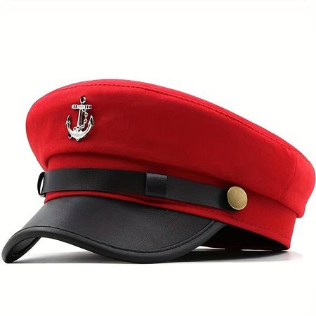 Metal Anchor Decor Fashion Navy Hat, Women's Casual Military Sailor Captain , Vintage Baker Boy - Temu United Kingdom