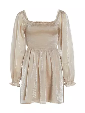 Shop Wayf Nevon Smocked Puff-Sleeve Minidress | Saks Fifth Avenue