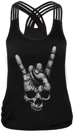 Amazon.com: Women Skull Print Punk Rock Gothic Shirt Short Sleeve Blouse Tank Tops Size S-5XL: Clothing