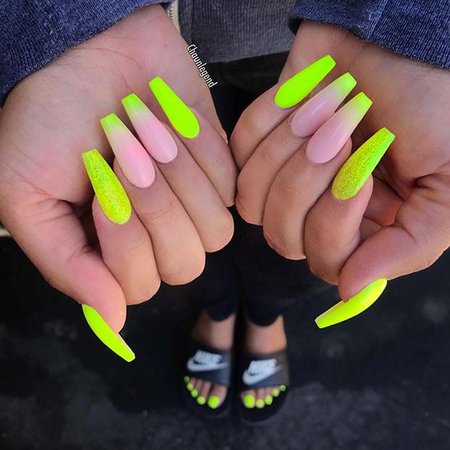 neon green nails tips - Google Search