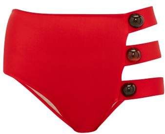 Adriana Degreas X Bobbled High Rise Bikini - Womens - Red
