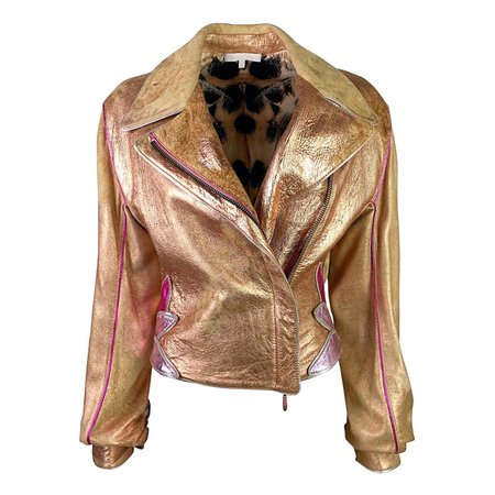 Roberto Cavalli Spring 2002 Rose Gold Leather Jacket