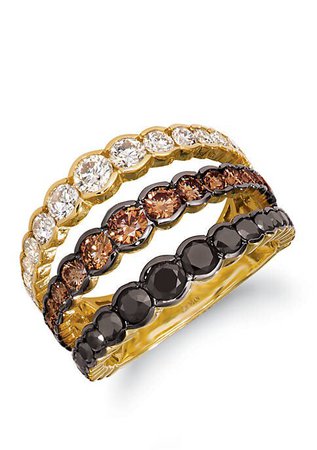 Le Vian® 1 ct. t.w. Blackberry Diamonds®, 7/8 ct. t.w. Chocolate Diamonds®, 7/8 ct. t.w. Nude Diamonds™ Ring in 14K Honey Gold™