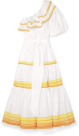 Arden One-shoulder Linen Dress - White
