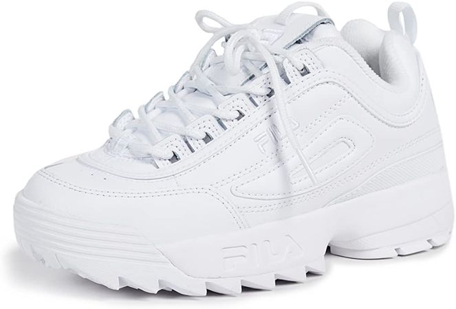 Amazon.com | Fila Women's Disruptor II Premium Sneaker, White/White/White, 5.5 Medium US | Fashion Sneakers