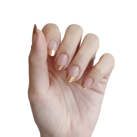 pink gold nail polish manicure