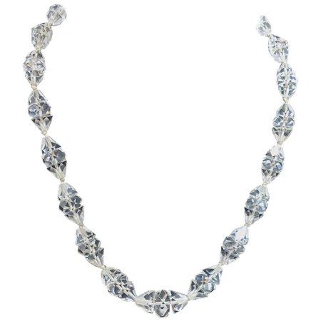 Vintage Art Deco 1920s Faceted Crystals Necklace For Sale at 1stdibs