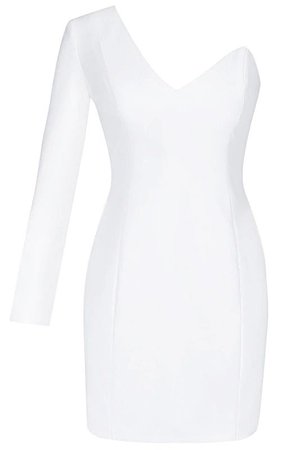 One Sleeve Bandeau Mini Dress White
