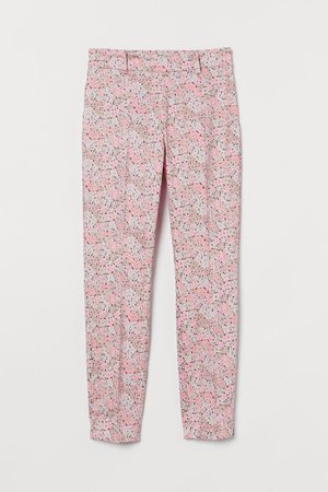 Pantaloni alla caviglia - Rosa chiaro/fiori - DONNA | H&M IT