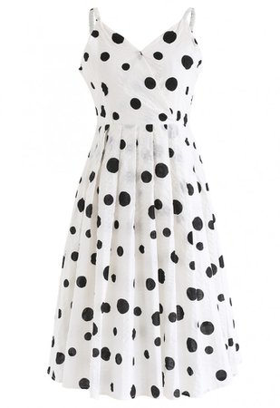 Dots Printed Pleated Cami Dress - NEW ARRIVALS - Retro, Indie and Unique Fashion