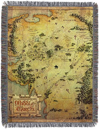 Amazon.com: Warner Bros. The Hobbit, Middle Earth Woven Tapestry Throw Blanket, 48" x 60: Home & Kitchen