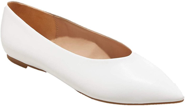 Amazon.com | a new day Women's Camille High Vamp Pointed Toe Ballet Flats White | Flats