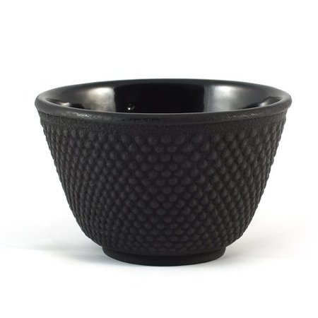Iwachu Cast Iron Tea Cup Japanese Tea Bowl with Arare Pattern in Black