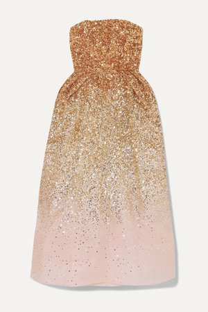 Gold Ofelia sequined silk-organza midi dress | Ong-Oaj Pairam | NET-A-PORTER